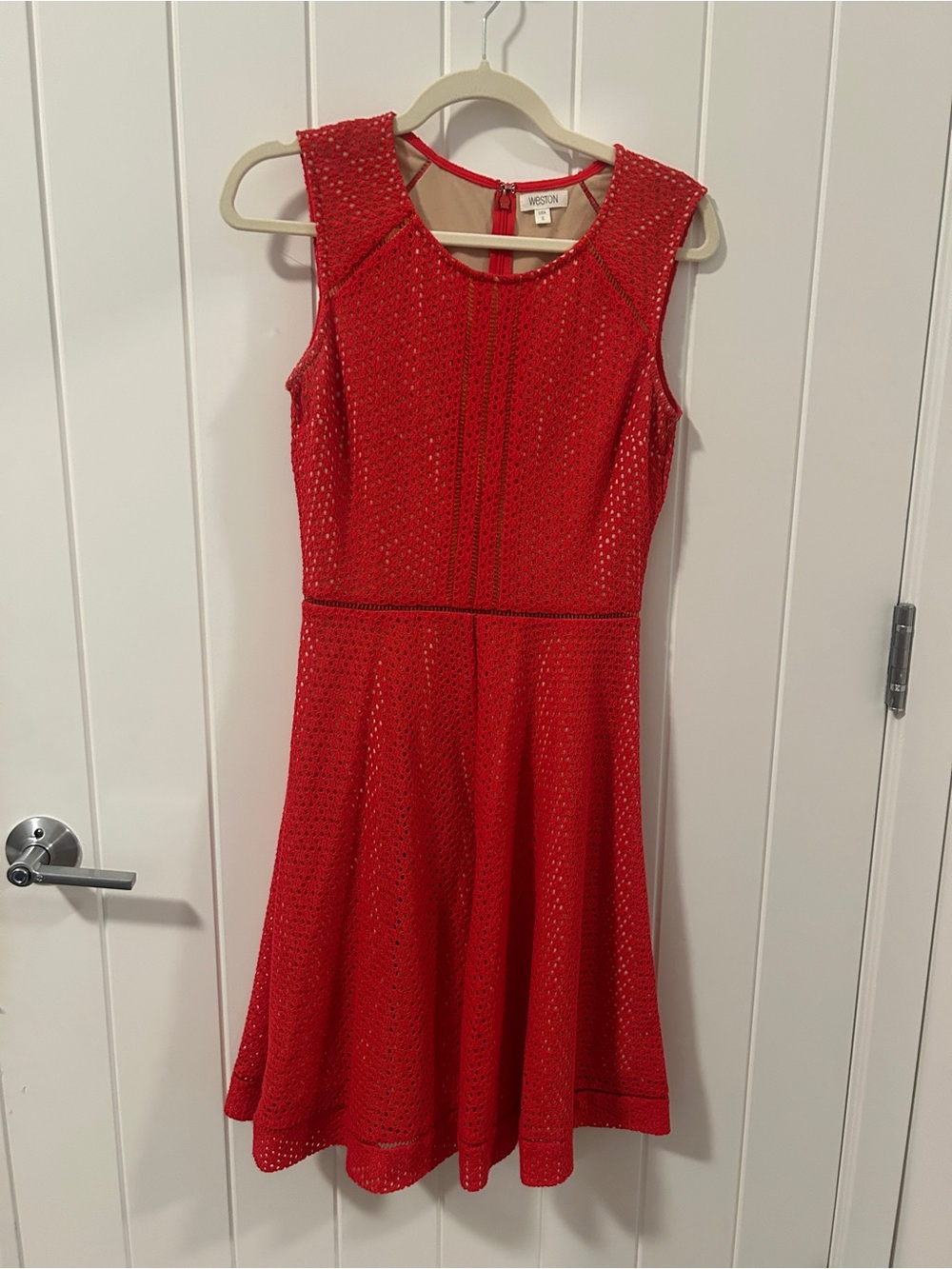 Coral Lacy Sleeveless Fit & Flare Dress by Weston
